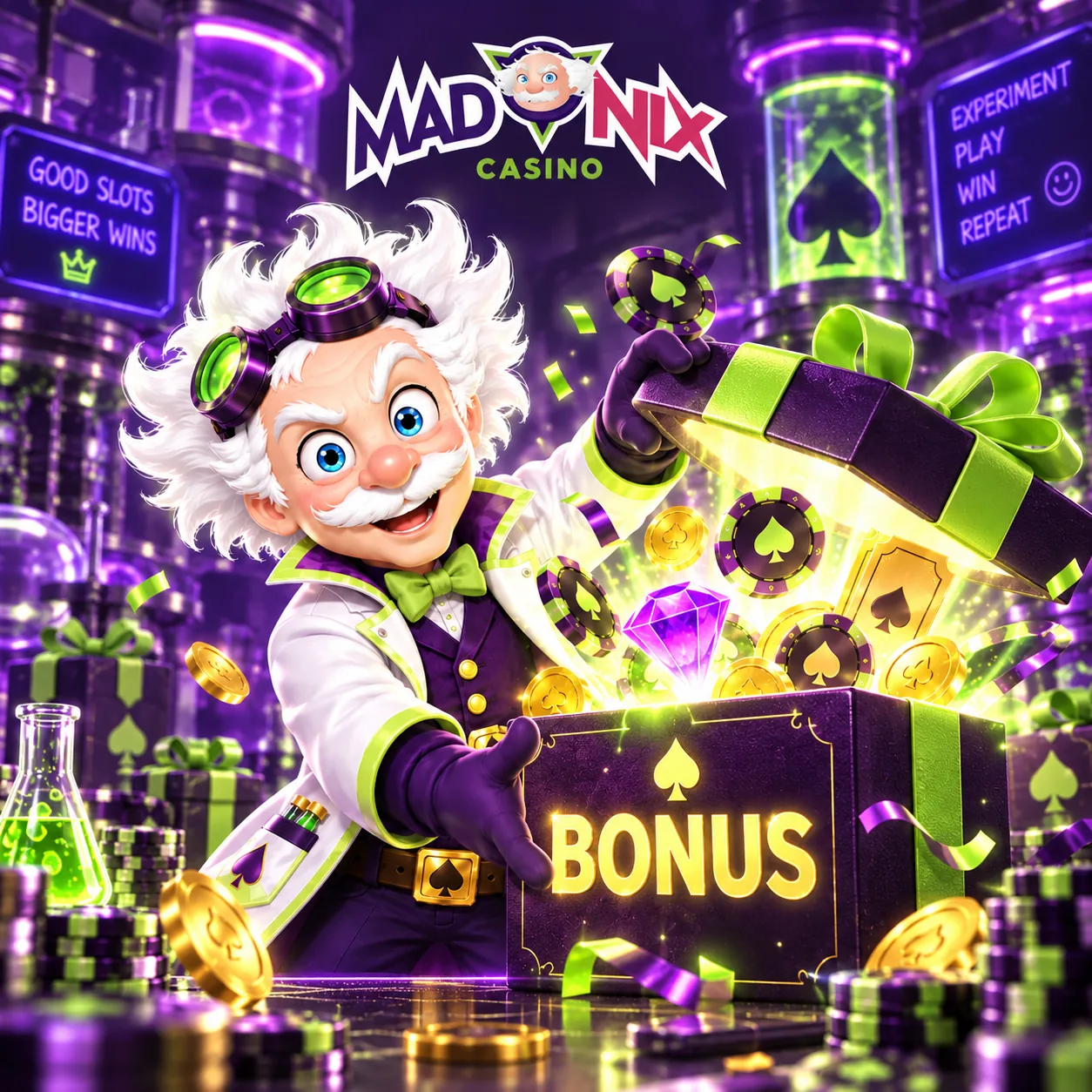 Coffret de bonus Madnix dans un laboratoire