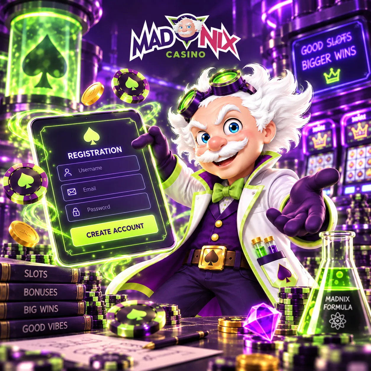 Écran de création de compte Madnix Casino